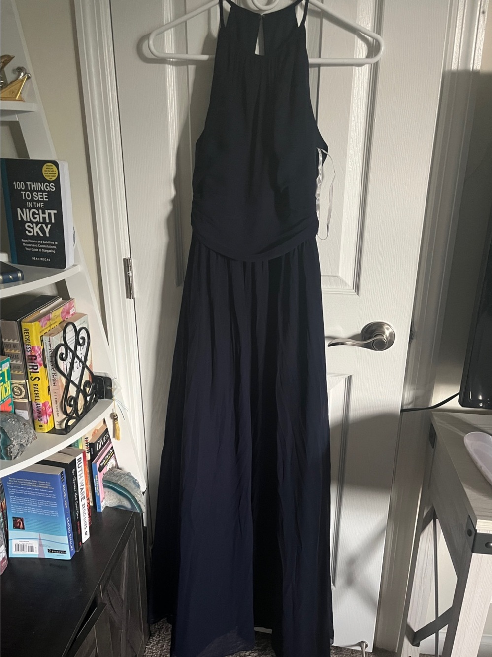 Navy Halter Evening Gown